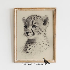 Safari Cheetah Baby Art Print, Nursery Decor, PRINTABLE Wall Art, Nursery Wall Art, Safari Animal Babies, Baby Room Art | AR6503