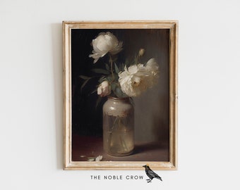 Reverie Collection Peonies Print | Muted Printable Wall Art | Neutral Home Decor Art | Parisian Apartment Style | AR5310