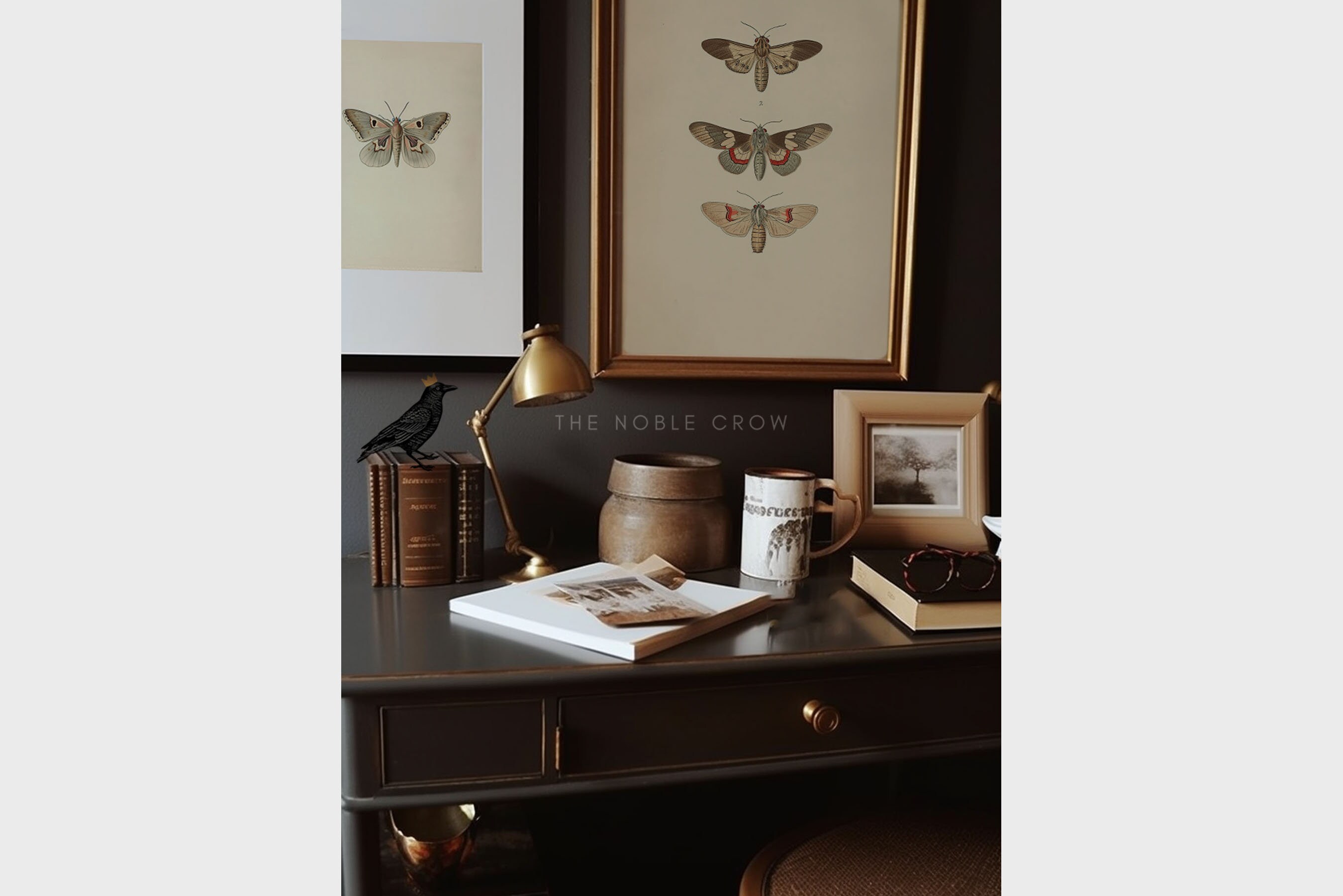 Dark Moody Moth Illustration Art Print | Dark Academia Wall Art ...
