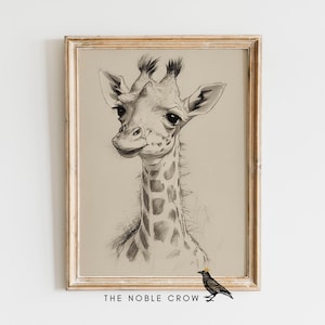 Safari Giraffe Baby Art Print, Nursery Decor, PRINTABLE Wall Art, Nursery Wall Art, Safari Animal Babies, Baby Room Art | AR6604