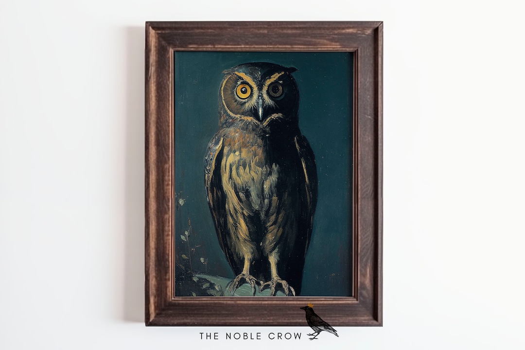 Dark Moody Owl Art Print | Dark Academia Wall Art | Victorian Vintage ...
