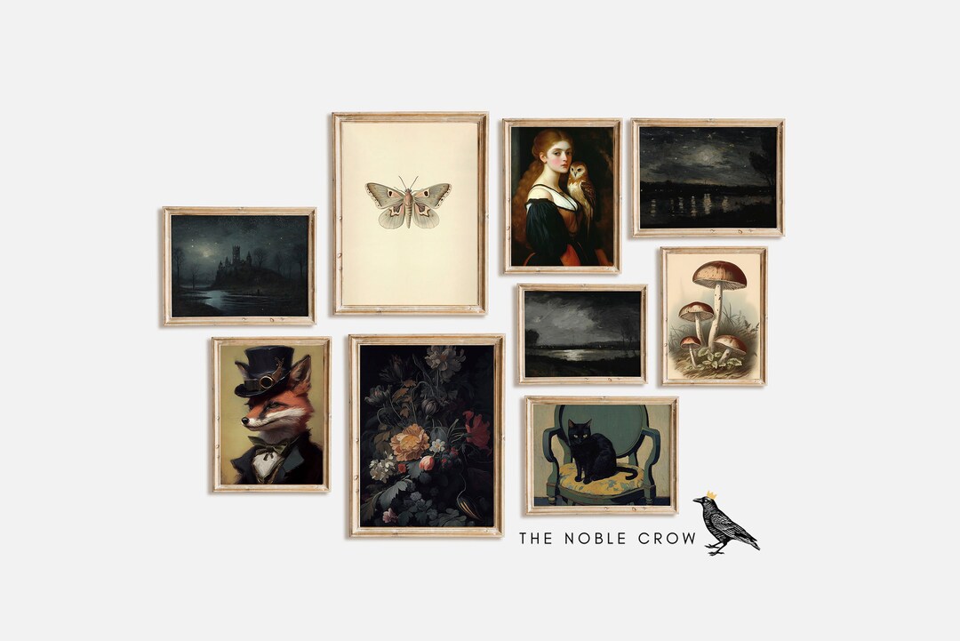 Dark Moody Shadow Gallery Wall Set Prints | Dark Academia Wall Art ...
