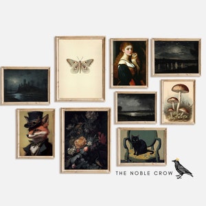 Dark Moody Shadow Gallery Wall Set Prints | Dark Academia Wall Art | Vintage Art Prints | Printable Digital Download | Cottagecore | AR8712