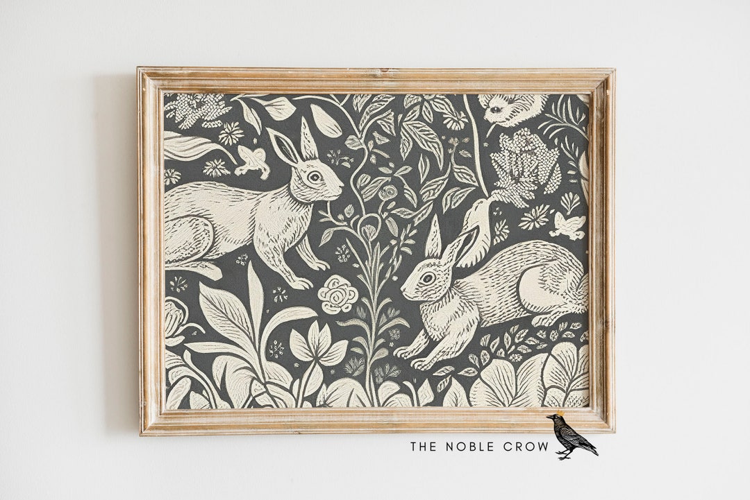 Spring Bunny Wallpaper Print Printable Wall Decor Printable Wall Art