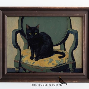 Dark Moody Black Cat Art Print | Dark Academia Wall Art | Vintage Art Prints | Printable Digital Download | Cottagecore | AR8701