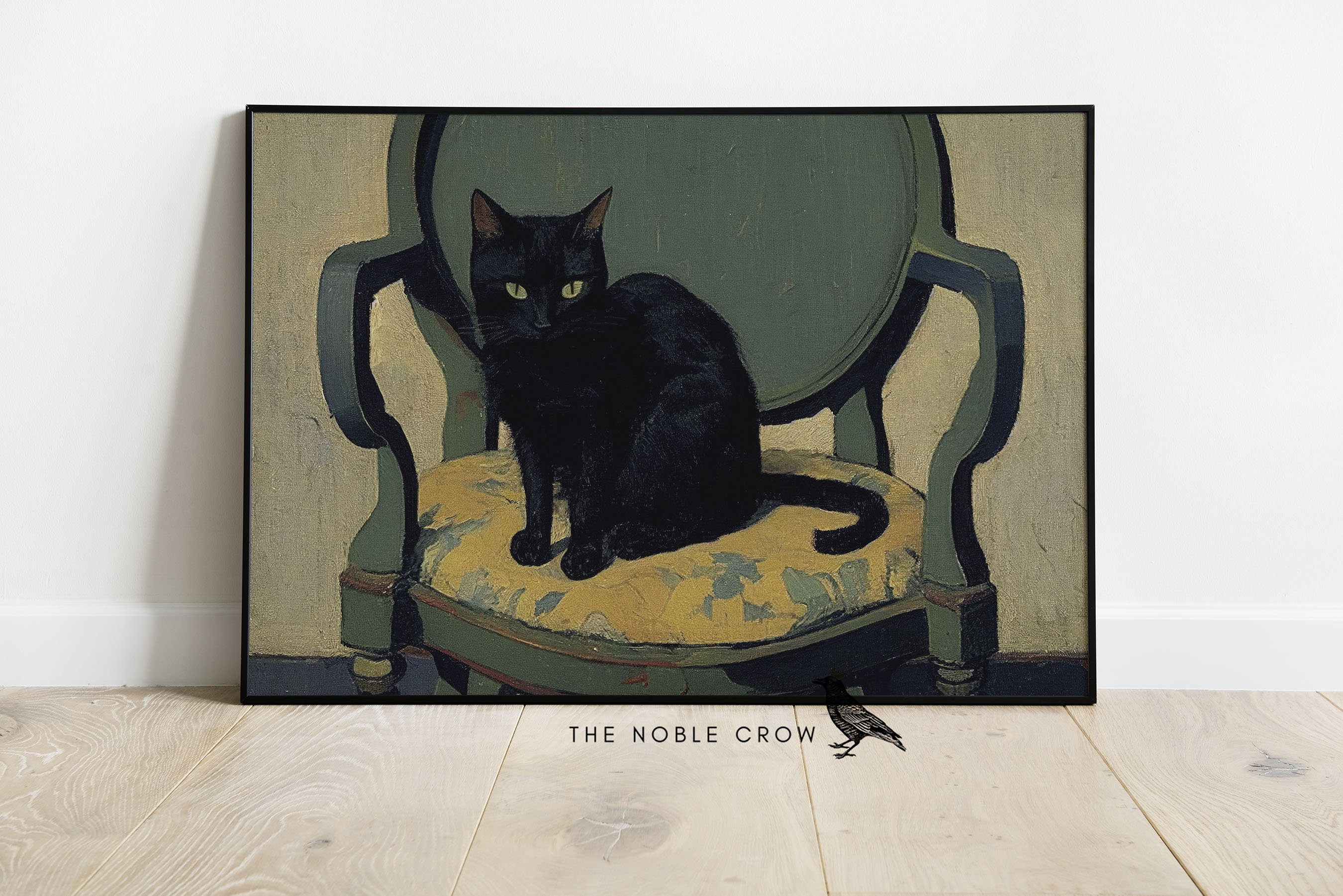 Dark Moody Black Cat Art Print | Dark Academia Wall Art | Vintage Art ...