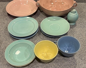 Vintage Lu-Ray Pastels TS&T 1940's bowls plates cups saucers