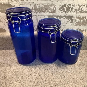 Cobalt blue canister set of 3