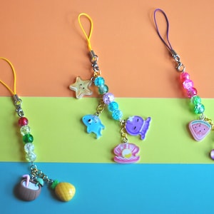 Cute fruit phone charm / keychain accessory / cute octopus / shark / coconut / summertime