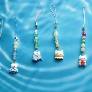 Cute Cat phone charm strap accessory / Cute Chibi cat phone charm / Kawaii neko phone charm / keychain / cute aesthetic / cute cat keychain
