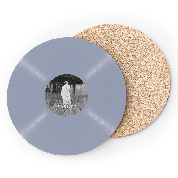 Folklore Hide and Seek Blue Vinyl Drink Coaster, Swiftie Merch, Coffee Lover Gift