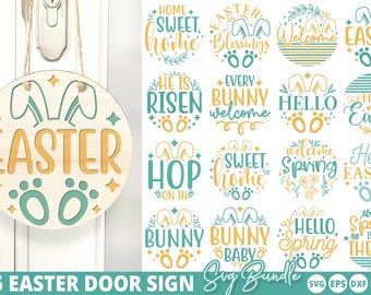 Easter Round Sign SVG Bundle, Happy Easter svg, Easter home decor svg, Easter porch sign, Funny Easter svg, Easter cricut, Ester bunny svg