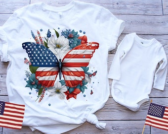 4th of July Floral Butterfly Sublimation, 4th of July t shirt, 4th of July wall art, 4th of July sublimation, Floral Butterfly png, 6 design