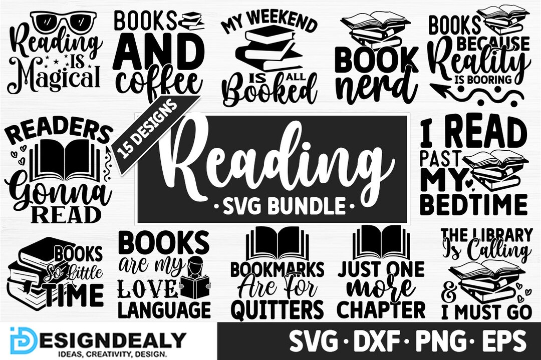 Book Lover SVG Bundle, Books Svg, Reading Svg, Book Svg, Sayings Svg ...