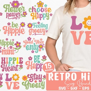 Hippie SVG Bundle, Hippie Svg, Peace Svg, Inspirational Svg, Motivational Svg, Hippie Quotes, Positive Vibes Svg, Cricut Cut File