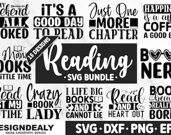 Book Lover SVG Bundle, Books Svg, Reading Svg, Book Svg, Sayings Svg, Quotes Svg, Book Quote Svg, Book Sayings Svg, Cut Files for Cricut