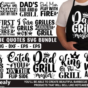 Może przedstawiać: Zestaw 10 czarno-białych plików SVG z cytatami o tematyce grillowania. Cytaty obejmują: "Beer and BBQ", "Come on Mommy Light My Fire", "Dad's Bar and Grill", "Real Men Play With Fire", "I Like Pig Butts and I Cannot Lie", "First I Light The Fire", "I Turn Grills On", "Grilles Gonna Grill", "Girls Dig Guys Who Cook Their Own Food", "Catch You On The Flip Side", "Dad Grill Master", "King of the Grill", "Red White and BBQ".