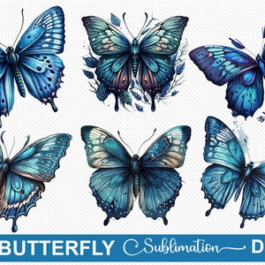 Blue Butterfly Watercolor Clipart, Blue Butterfly png, Butterfly, Butterfly sublimation, Butterfly wall art, Butterfly blue clipart