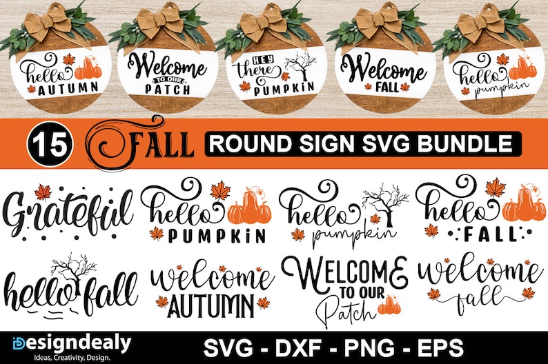 Fall Round Sign svg Bundle, Thanksgiving Round Door Hanger svg, Autumn Circle sign svg, Fall Round Porch sign svg