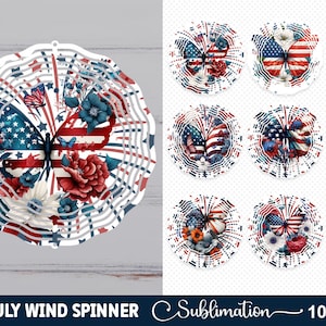 4th Of July Wind Spinner Sublimation,4th of July decor, sublimation wind spinner, Independence Day, red white blue spinner, USA yard decor,