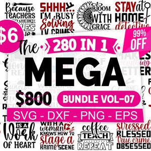280 Mega svg bundle, Trendy svg bundle, Mega clipart png bundle, T shirt designs svg, Files for cricut