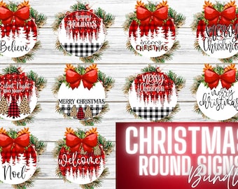 Weihnachten rundes Zeichen Bundle, frohes Weihnachten rundes Zeichen, Weihnachtszeichen png Sublimation, glauben rundes Zeichen, Willkommensrunde Zeichen, digitale Datei