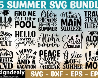 Summer SVG Bundle, Summer Svg, Beach Svg, Summertime Svg, Vacation Svg, Summer Cut Files, Cricut, Png, Svg