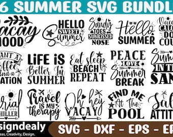 Summer SVG Bundle, Summer Svg, Beach Svg, Summertime Svg, Vacation Svg, Summer Cut Files, Cricut, Png, Svg