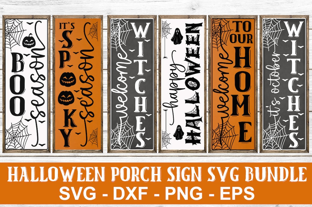 Halloween Porch Sign SVG Bundle, Boo Season Porch Sign, Happy Halloween ...