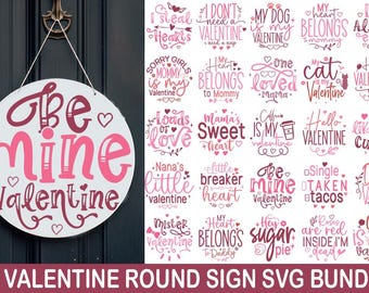 Valentine's round sign SVG Bundle, Valentine’s round sign svg, Funny Valentine’s round sign, round sign cut files, I love you sign