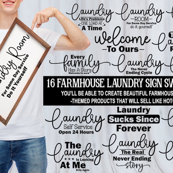 Farmhouse Laundry Sign SVG Bundle, Farmhouse sign svg, Laundry quote bundle, Laundry cut files, Laundry sign svg, The Laundry room svg