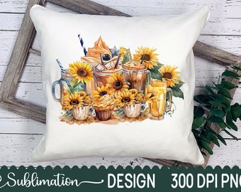 Coffee Sunflowers, Coffee and Sunflowers, Sunflowers sublimation, Coffee Sublimation, coffee mug sublimation, coffee pillow sublimation