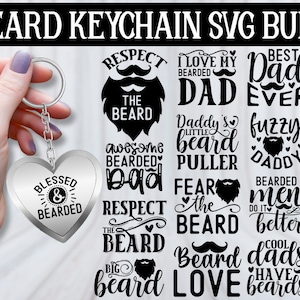 Beard Keychain SVG Bundle, Respect the beard, Fuzzy daddy svg, Join the beard side, Big beard svg, Best dad ever svg, Keychain svg bundle