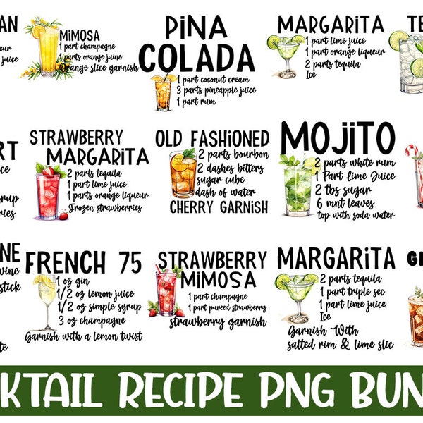 Cocktail Recipe PNG Bundle