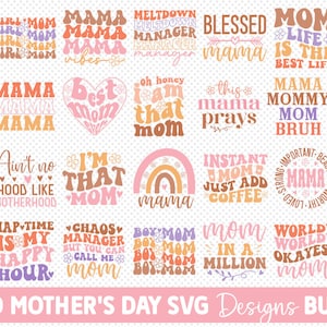 Retro Mother&#39;s day SVG Bundle, Happy mothers day, Mother svg, Mom heart svg, Cool Mom Shirt, Happy Mothers Day, Mom life t shirt, mama svg