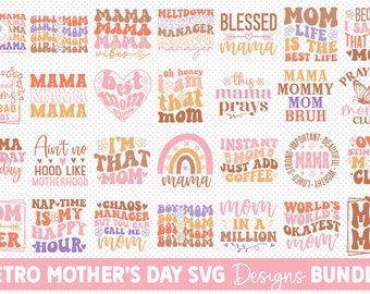 Retro Mother's day SVG Bundle, Happy mothers day, Mother svg, Mom heart svg, Cool Mom Shirt, Happy Mothers Day, Mom life t shirt, mama svg