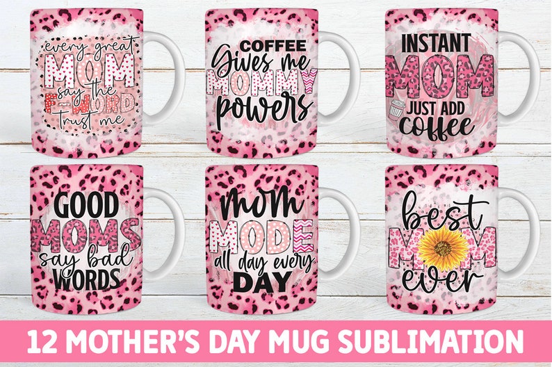 12 Mother's Day MUG Sublimation PNG Bundle, Mother's Day MUG bundle, Happy mothers day mug, Mug sublimation, Funny mug bindle zdjęcie 1