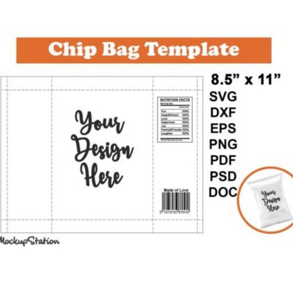 Chip Bag Template for Cricut - Etsy