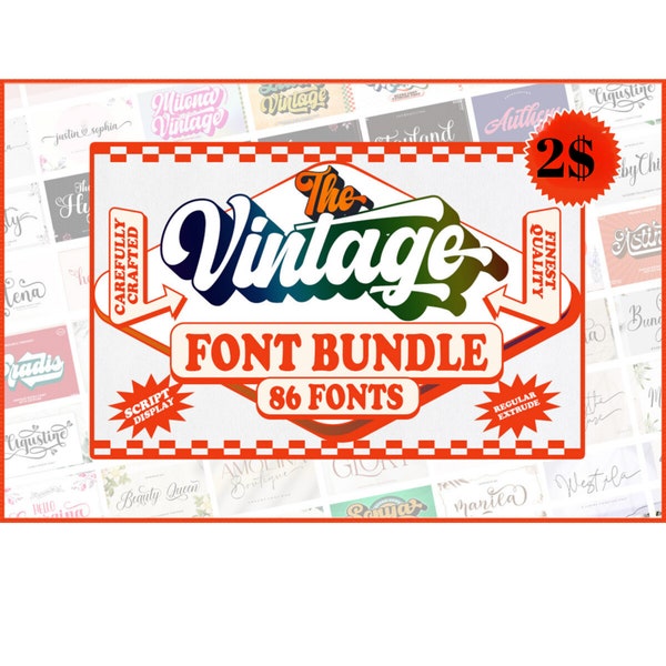 Retro Font Bundle, Vintage Font, Cricut Font, Groovy Font, Nostalgic Font, 70s Font, Disco Font, Procreate Font, Curly Font, Bubble Font,