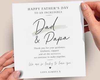 Dad and Papa Fathers Day Card | Sentimental Papa Card | Meaningful Family Greeting | From Kids