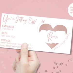 Billet d'embarquement personnalisé à gratter - cadeau surprise - pour lui ou elle - cadeau d'anniversaire de Noël - cadeau de billet personnalisé