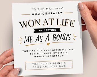 Step Dad Father's Day Card | Bonus Dad Thank You Card | Sentimental Stepdad Gift For Him