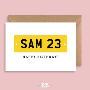 Personaliseer kentekenplaat Happy Birthday A6 (105 x 148,5 mm) wenskaart | Voor haar of hem | Bestuurder autoliefhebber | Aangepaste kaart: