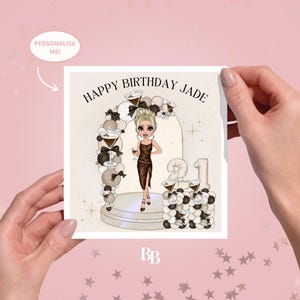 Biglietto di auguri personalizzato per il compleanno con cocktail Espresso Martini (14,5 x 15 cm) / Biglietto di auguri per sorella e amica per lei / Biglietto di auguri per età 21-18 anni / Personalizzabile