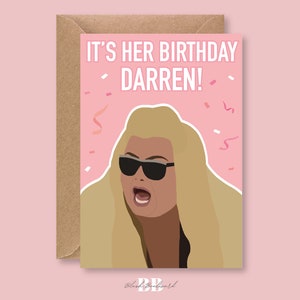 Gemma Collins Carte de voeux rose joyeux anniversaire A6 (105 x 148,5 mm) | Pour son amie soeur | Série télévisée Big Brother | TOWIE Essex GC