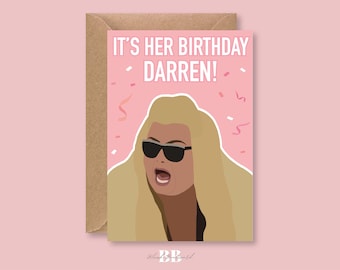 Gemma Collins Funny Pink Happy Birthday A6 (105 x 148.5 mm) Greeting Card | For Her Sister Friend | Big Brother TV Show | TOWIE Essex GC