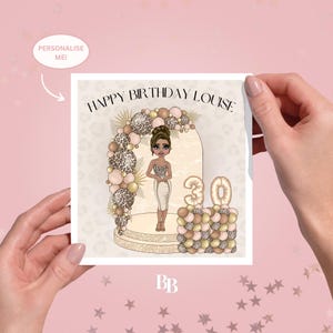 Gepersonaliseerde Happy Birthday-wenskaart met luipaardbeige dierenprint (14,5 x 15 cm) en vriendin voor haar | 21 18 jaar Naamkaart aanpasbaar