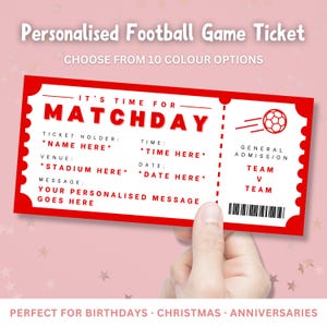 Personalised Football Match Ticket - Custom Team Gift