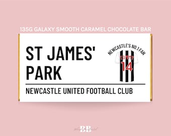 Personalised No.1 Newcastle United City Fan Smooth Caramel Galaxy Chocolate Bar for Him/Her Boys Birthday Gift St James' Park NUFC Football