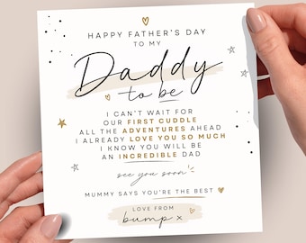 First Father’s Day From Bump Greeting Card | Daddy to Be card | Sweet new dad message | Cute minimalist design | Husband Boyfriend